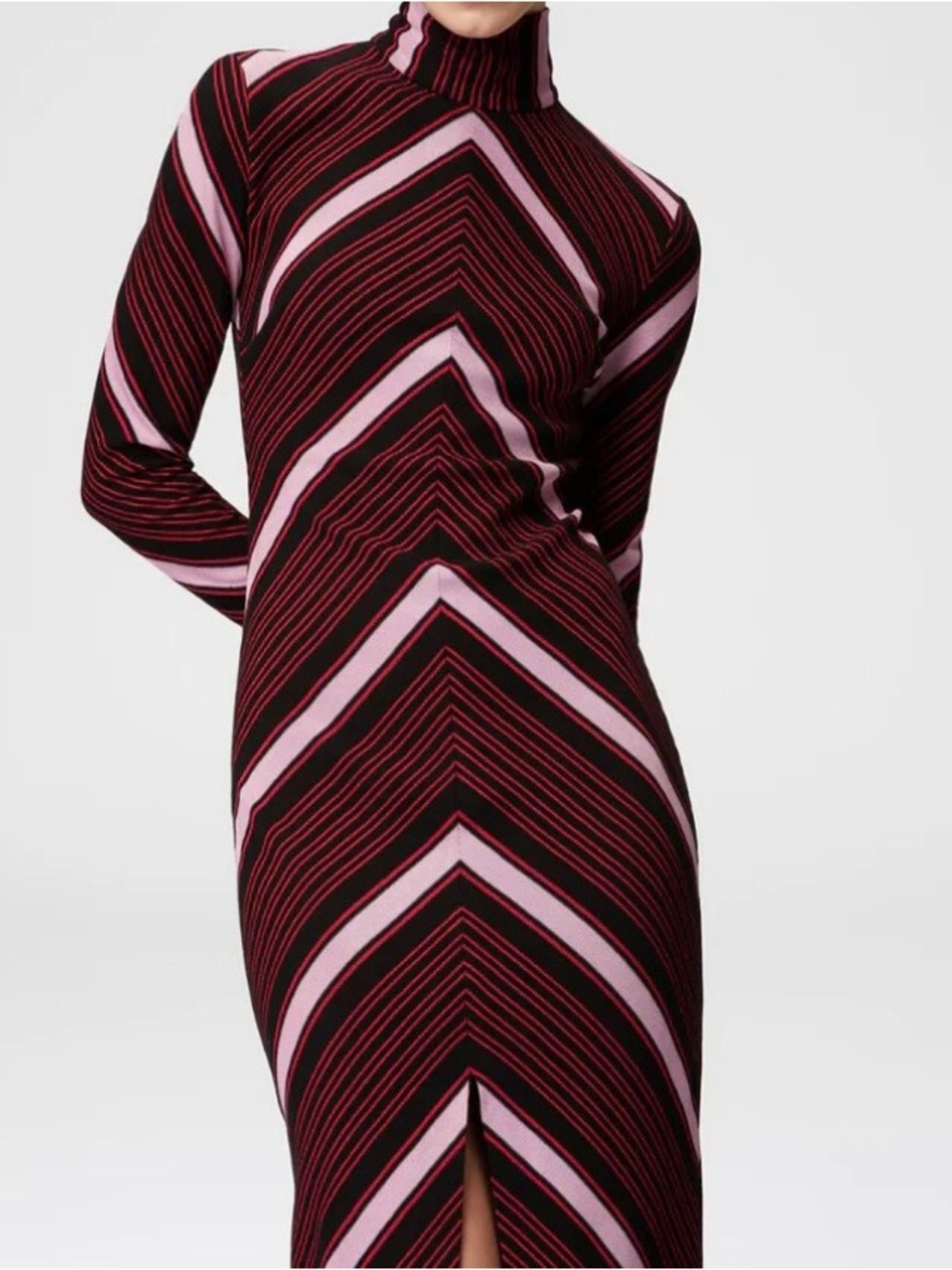 Missoni Pink and Black Chevron Turtleneck Long-Sleeve Dress - Picture 2 of 9